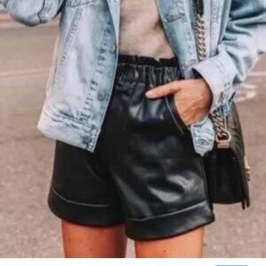 Abercrombie & Fitch Black Leather-Style Shorts